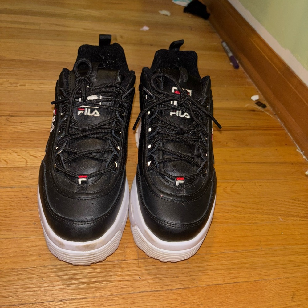 Fila Black Sneakers with White Soles